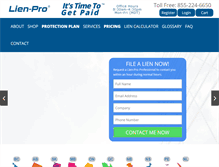 Tablet Screenshot of lien-pro.com